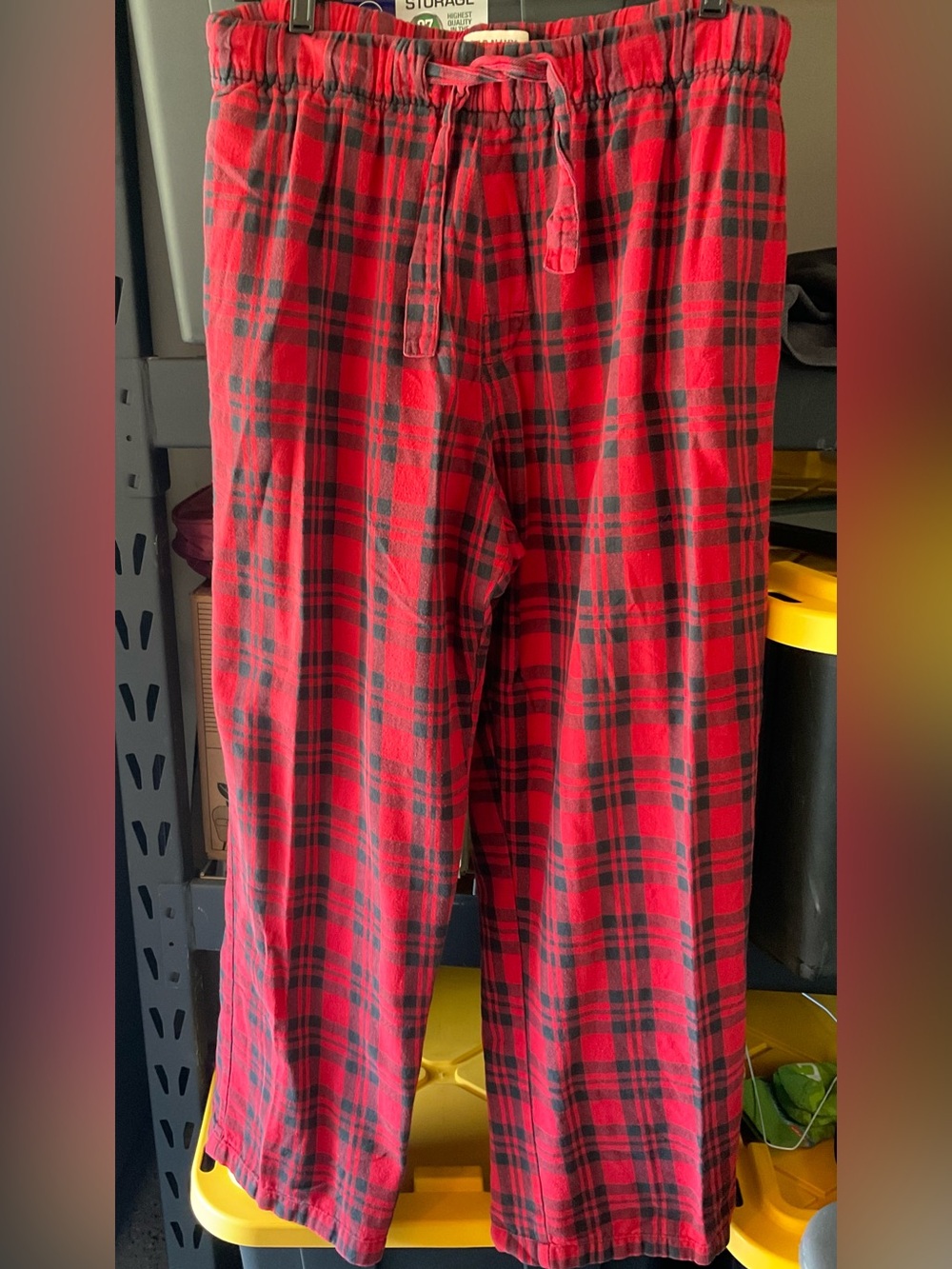 Old Navy Red and Black Plaid Jogger Pants, L